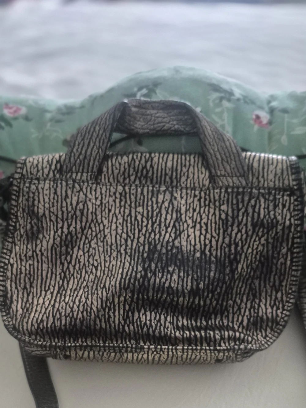 Textured Black & White Mini Satchel